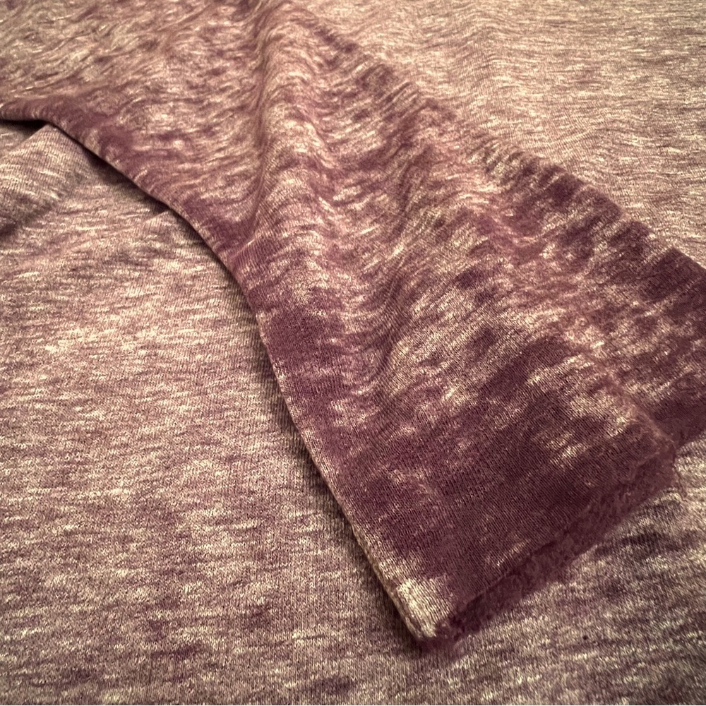 Free People Eggplant Distressed Long Sleeve Jersey Sweater W/ Tuxedo Tail - Picture 9 of 11